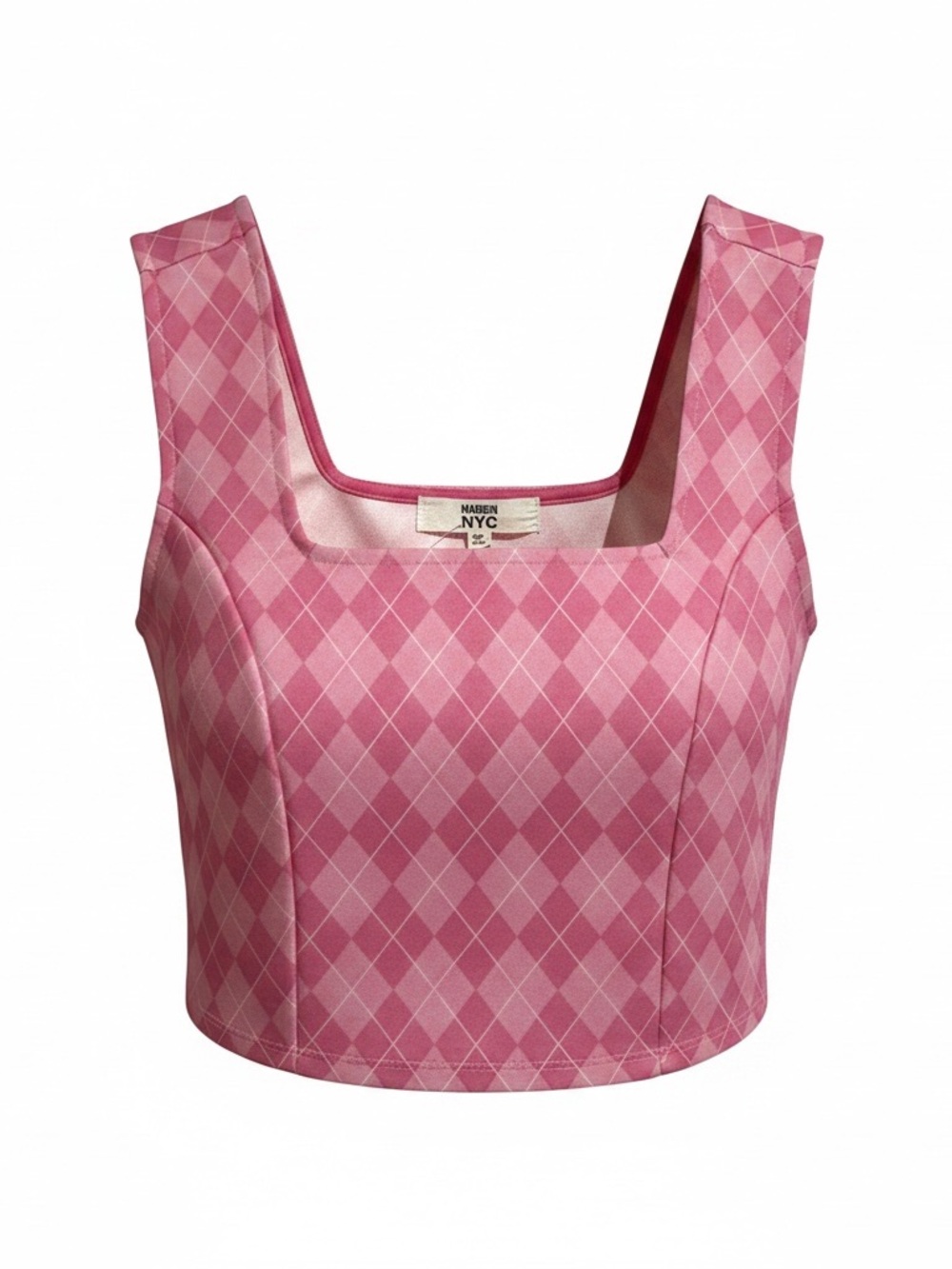 Steve Madden Pink Argyle Square Crop Tank